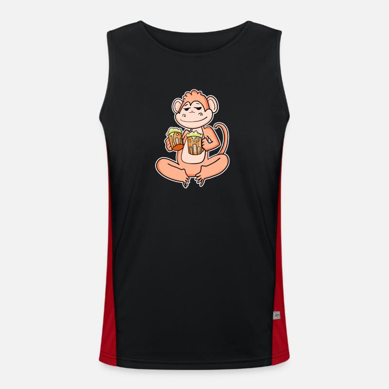 Monkey with beer - Men's Functional Contrast Tank Top  - black/red
