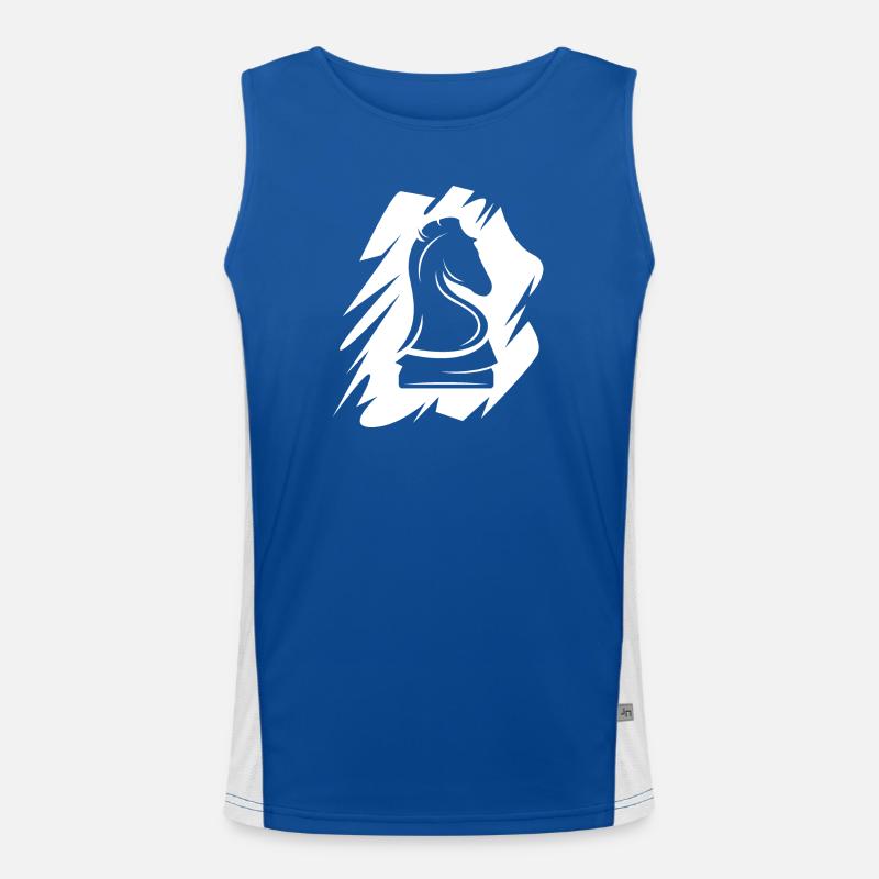 Schach Logo icon Pinselstrich Pferd Illustration Funktionelles Kontrast-Tank Top für Männer 
