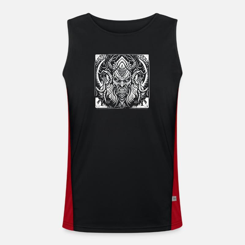 Demonic Devil on Pagan Tribal - Men's Functional Contrast Tank Top  - black/red