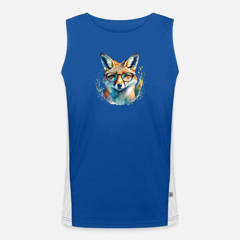 Fuchs mit Brille Funktionelles Kontrast-Tank Top für Männer 