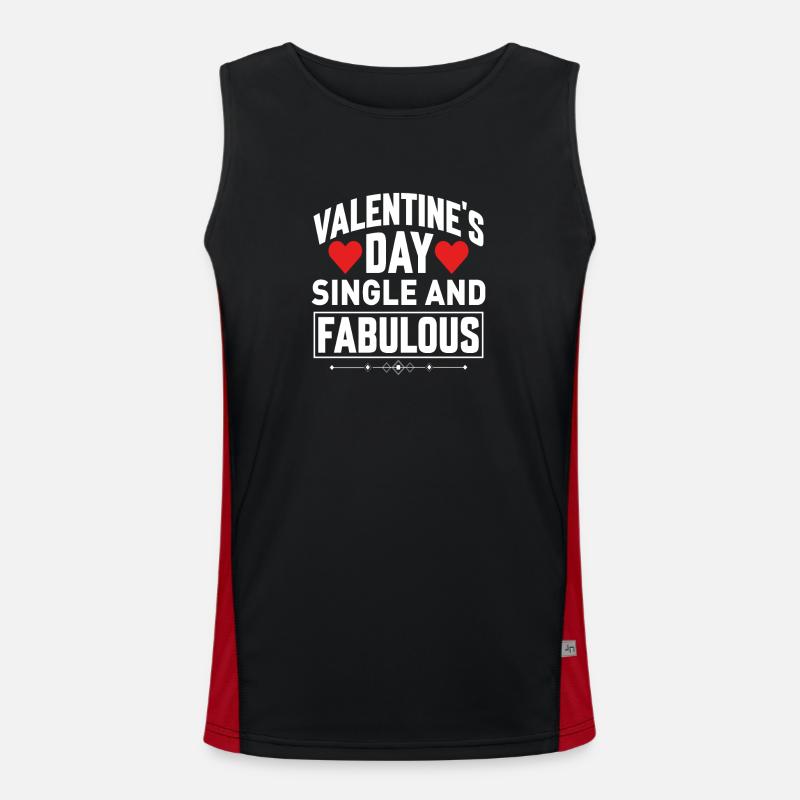 Valentine's Day Single and Fabulous - Men's Functional Contrast Tank Top  - black/red