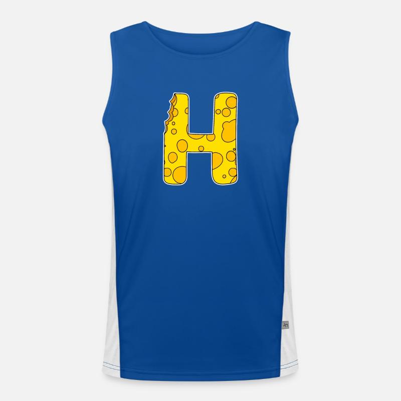 Letter H - Initial Letter H - Cheese Motif Men's Functional Contrast Tank Top 