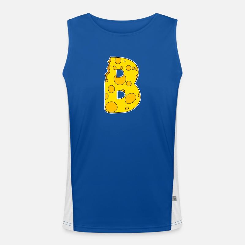Buchstabe B - Anfangsbuchstabe B - Käse Motiv Funktionelles Kontrast-Tank Top für Männer 