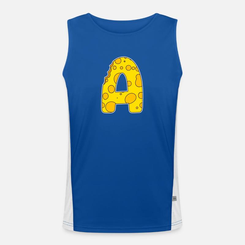 Buchstabe A - Anfangsbuchstabe A - Käse Motiv Funktionelles Kontrast-Tank Top für Männer 