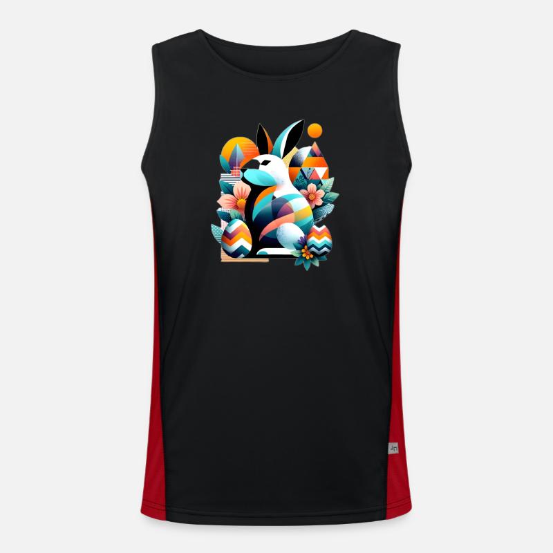 Modern Easter Graphics - Men's Functional Contrast Tank Top  - black/red