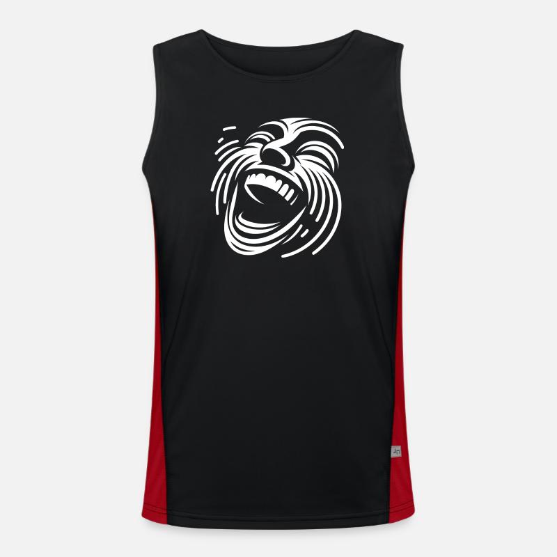 Laughing Line Face Pattern - Men's Functional Contrast Tank Top  - black/red