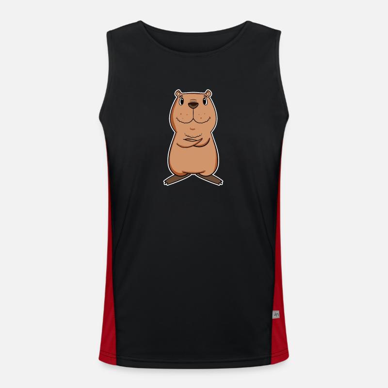 Capybara - Men's Functional Contrast Tank Top  - black/red