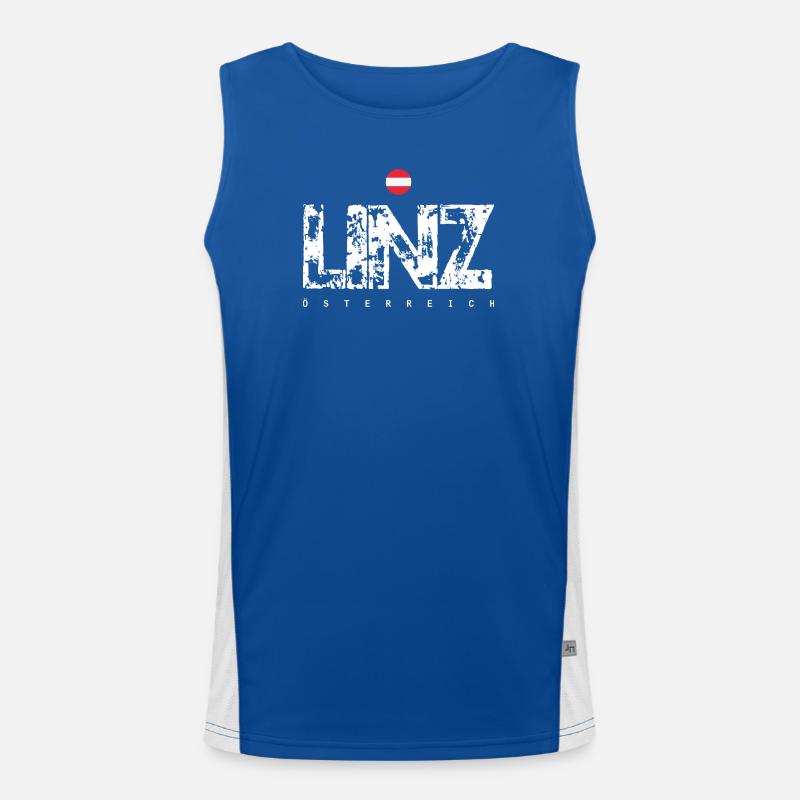 Linz Distressed City Text Funktionelles Kontrast-Tank Top für Männer 
