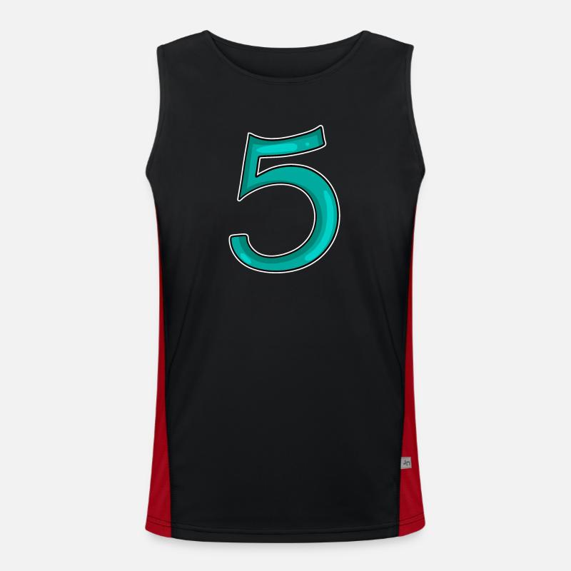5 - Five - Men's Functional Contrast Tank Top - black/red