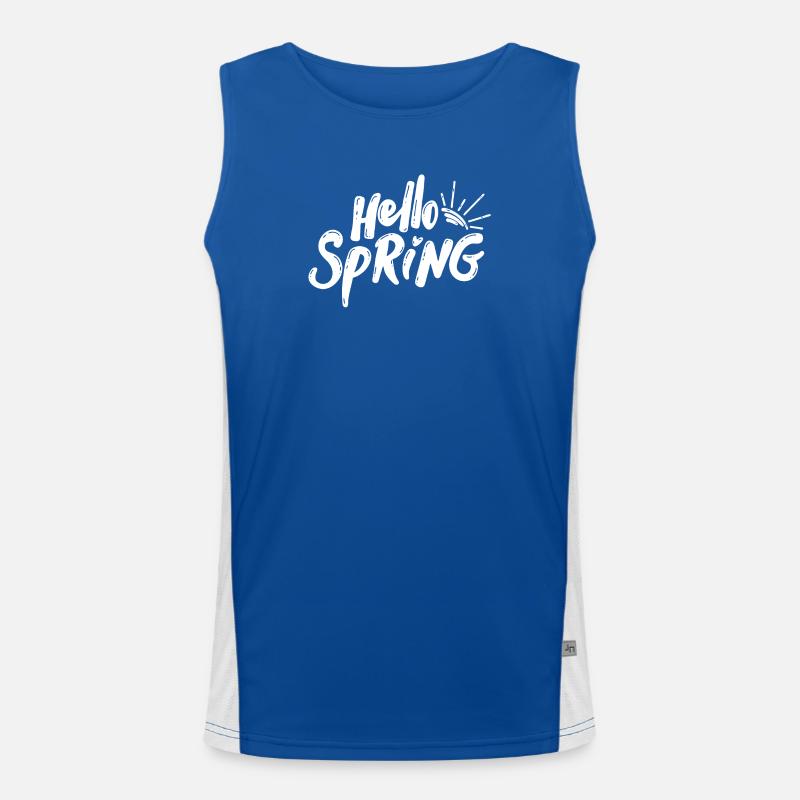 Hello Spring Season Bloom Lettering Men's Functional Contrast Tank Top 