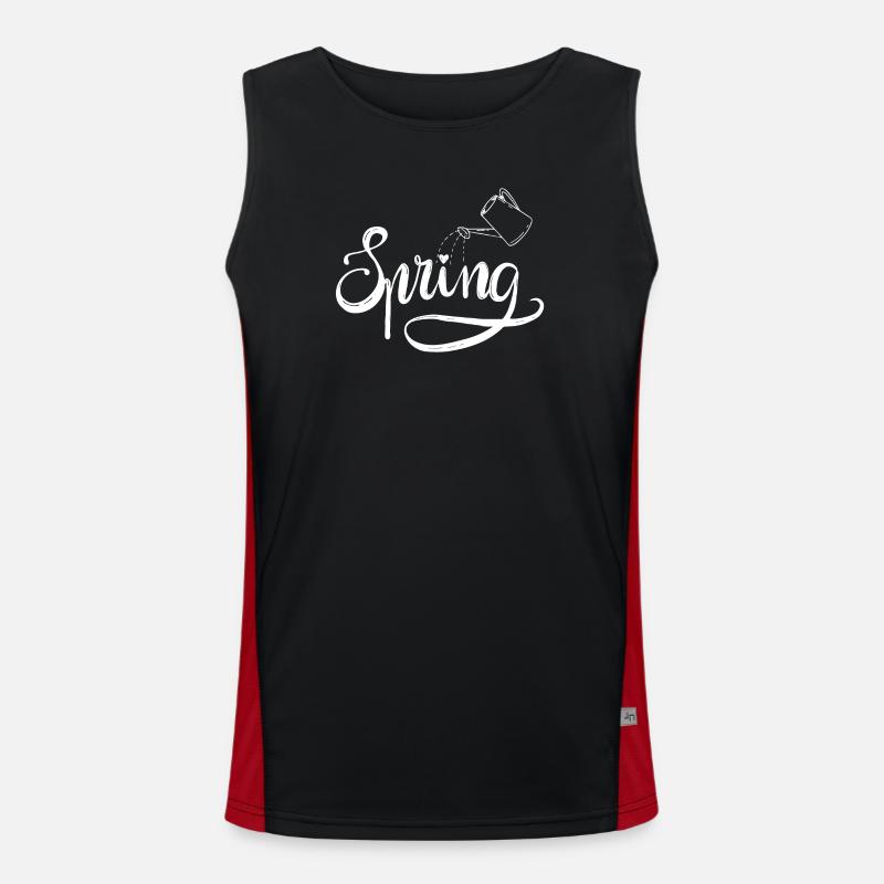 Spring Spring Beginning Garden Watering Lettering - Men's Functional Contrast Tank Top - black/red
