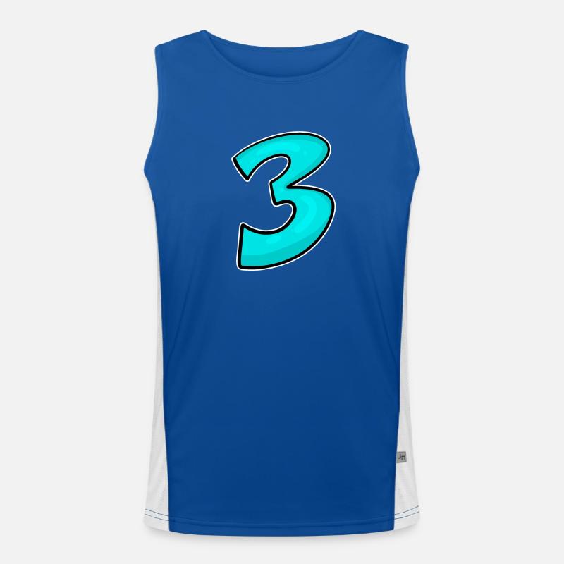 Drei - 3 - Nummer 3 - Zahl 3 Funktionelles Kontrast-Tank Top für Männer 