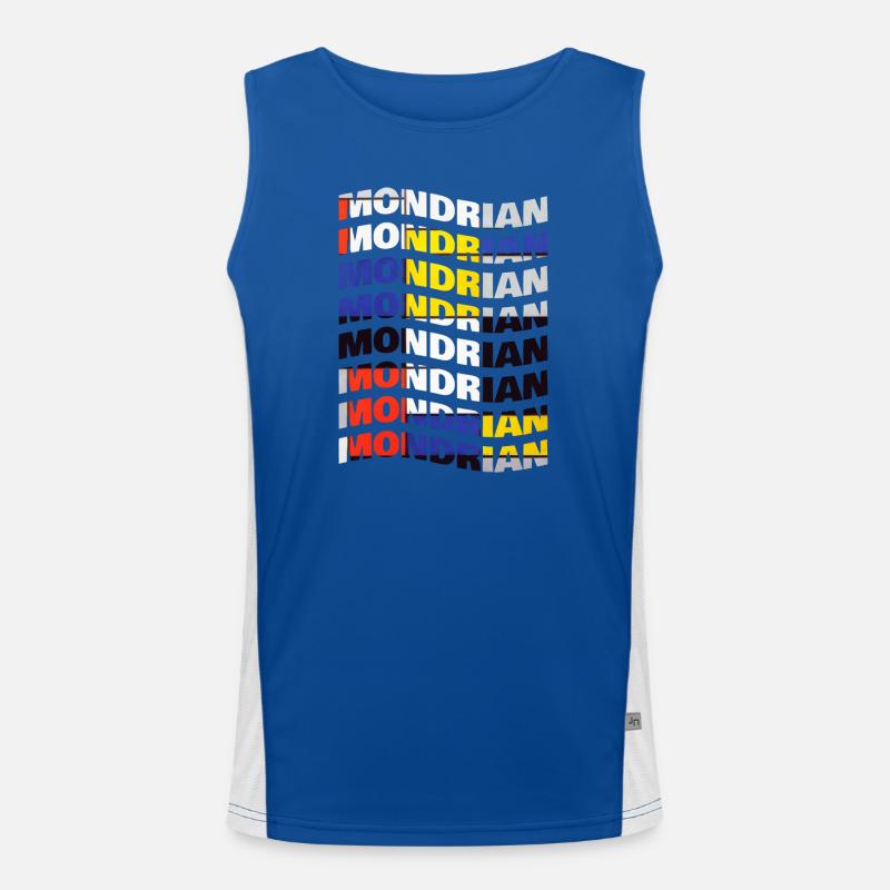 Mondrian wave text effect t-shirt Men's Functional Contrast Tank Top 