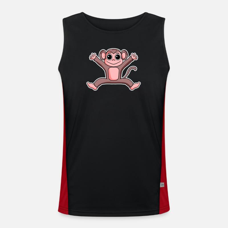 Monkey - Men's Functional Contrast Tank Top  - black/red