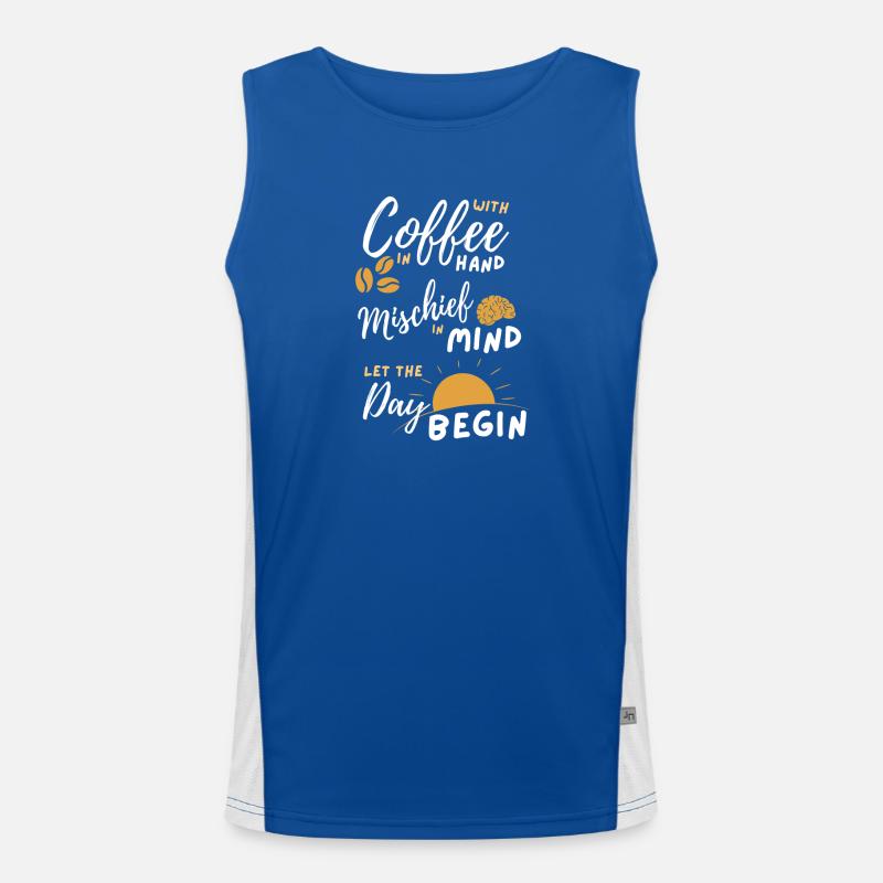 Coffee Mischief Sunrise Day beginnt Funktionelles Kontrast-Tank Top für Männer 