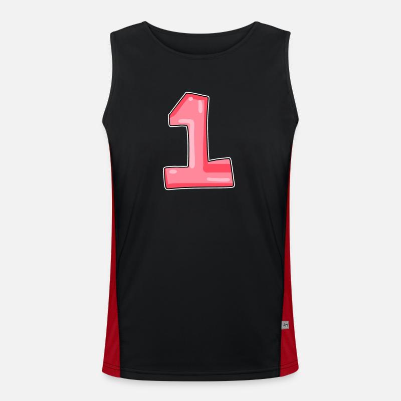 1 - Men's Functional Contrast Tank Top  - black/red