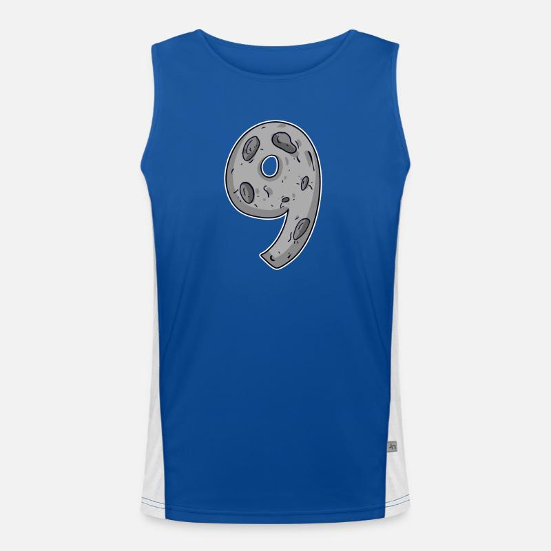 Nine - 9 Moon Motif Men's Functional Contrast Tank Top 