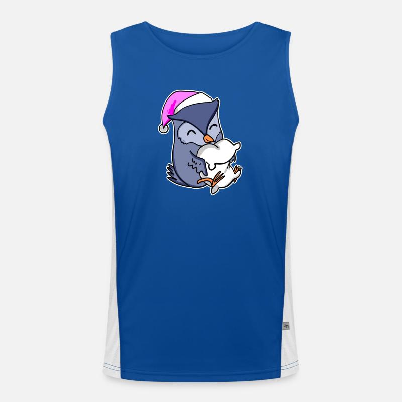 Eule Müde Ausschlafen Schlafen Mädchen Funktionelles Kontrast-Tank Top für Männer 