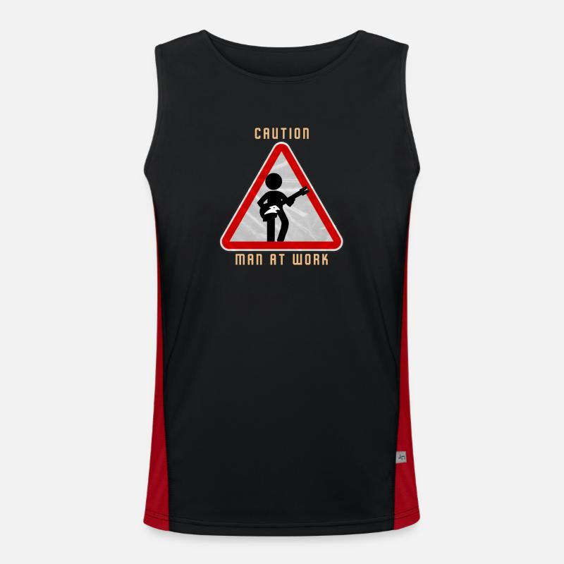 Caution MAN at work Funktionelles Kontrast-Tank Top für Männer 