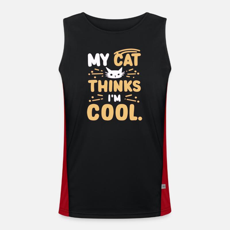 My cat thinks i am cool Funktionelles Kontrast-Tank Top für Männer 