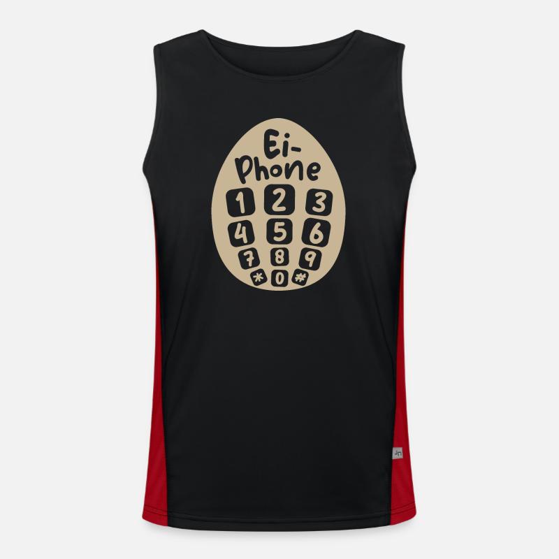 egg phone funny sayings easter symbol comic icon Men's Functional Contrast Tank Top 