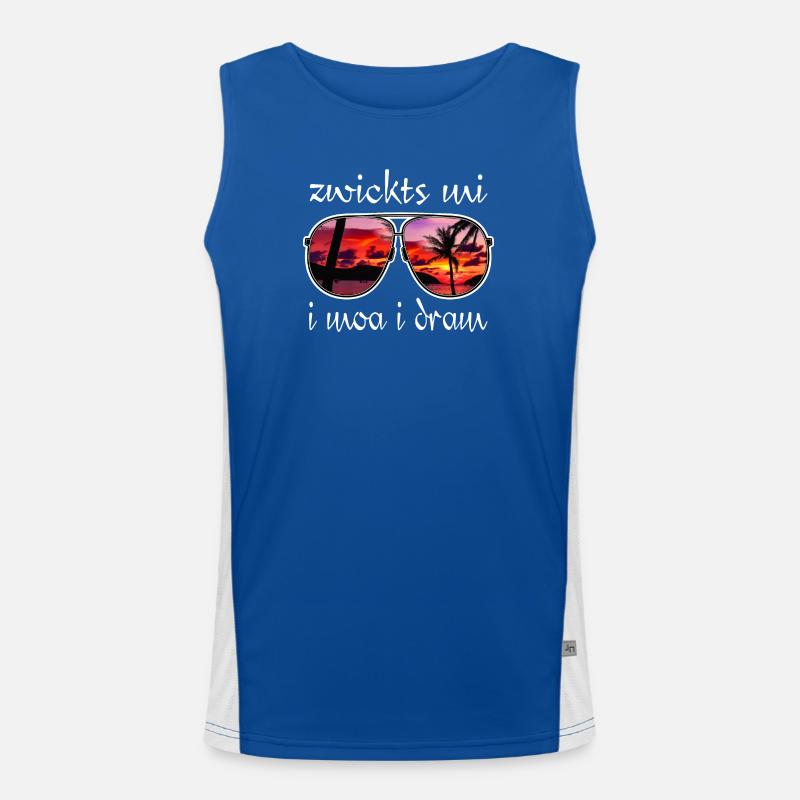 zwickts mi i moa i dram, Urlaubsfeeling, Dialekt Funktionelles Kontrast-Tank Top für Männer 