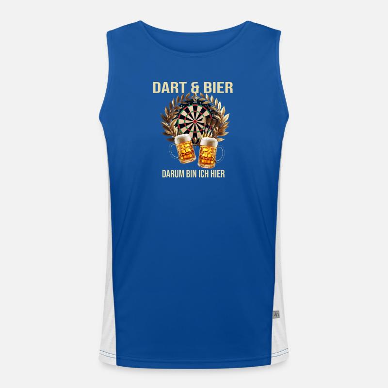 Dart & Bier - Darum bin ich hier Funktionelles Kontrast-Tank Top für Männer 
