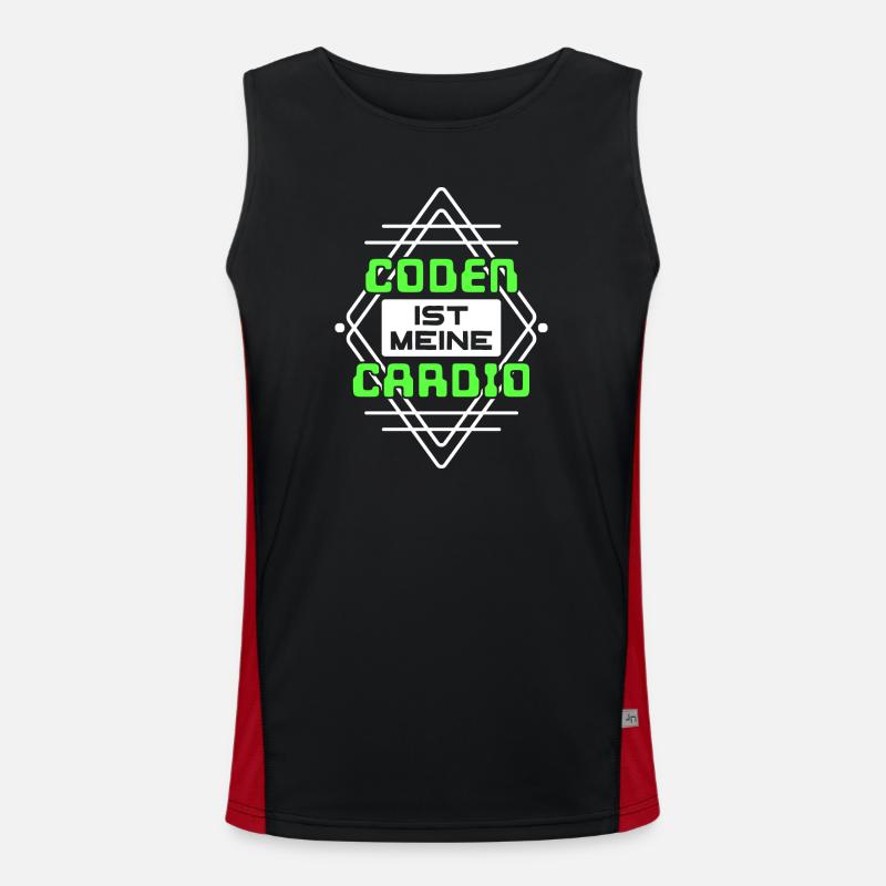 Coden Statement Developer Computerfreak Skripting - Funktionelles Kontrast-Tank Top für Männer - Schwarz/Rot