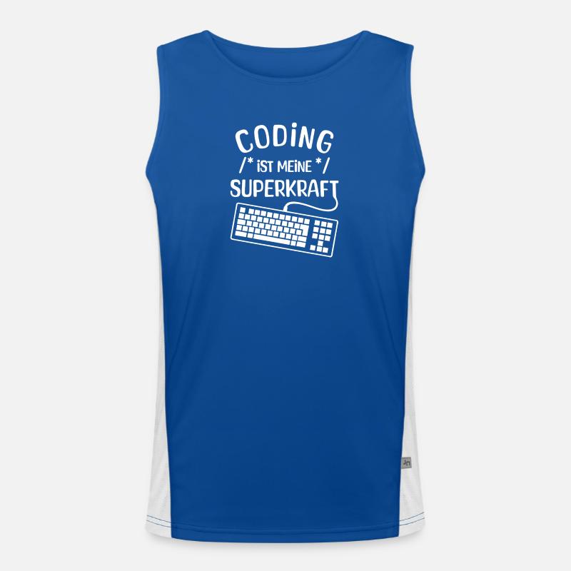 Code Skripting Statement Computerfreak Developer Funktionelles Kontrast-Tank Top für Männer 