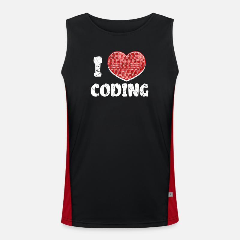Developer Herz Coden Statement Programmierer - Funktionelles Kontrast-Tank Top für Männer - Schwarz/Rot