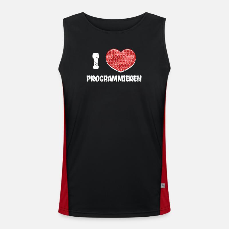 Developer Herz Programmierer Statement Informatik - Funktionelles Kontrast-Tank Top für Männer - Schwarz/Rot