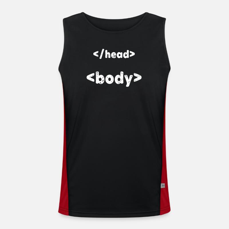 Code Programmeur Développeur Script Informatique - Débardeur respirant contrasté Homme - noir/rouge