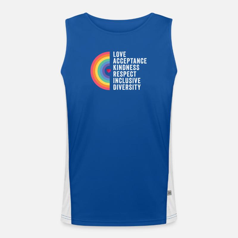 LGBT Pride Month - Liebe. Akzeptanz. Freundlichkeit. Funktionelles Kontrast-Tank Top für Männer 