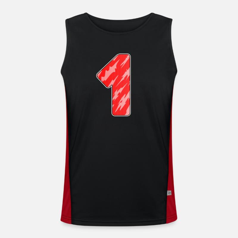 Number 1 Red Pattern - First - Men's Functional Contrast Tank Top  - black/red