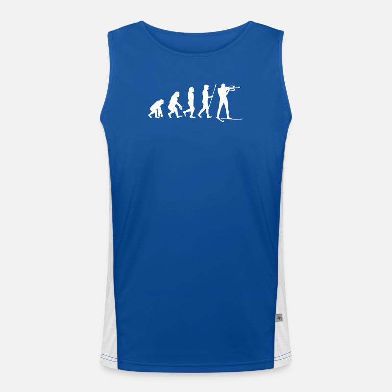 Schifahren Evolution Wintersport Schifahrer Schnee Funktionelles Kontrast-Tank Top für Männer 