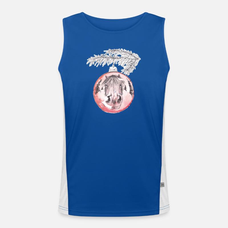 Weihnachtskugel Merry Christmas rot Pferd Funktionelles Kontrast-Tank Top für Männer 