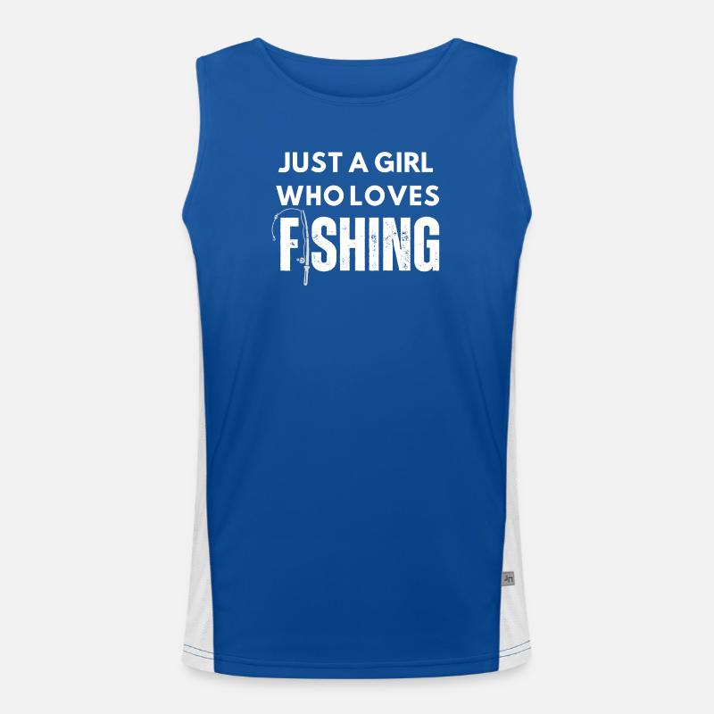 Nur ein Mädchen, das das Angeln liebt Funktionelles Kontrast-Tank Top für Männer 