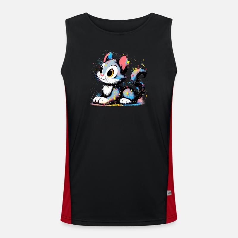 Cat - Men's Functional Contrast Tank Top  - black/red