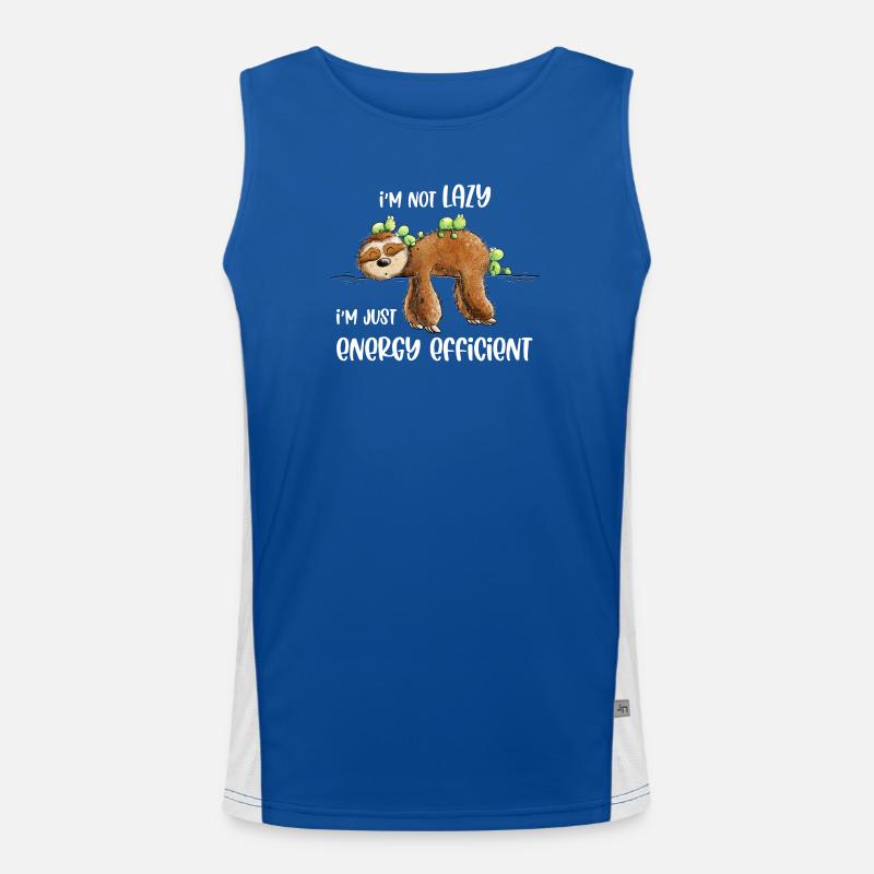 Sloth Saying Lazy Energy Efficient Men's Functional Contrast Tank Top 