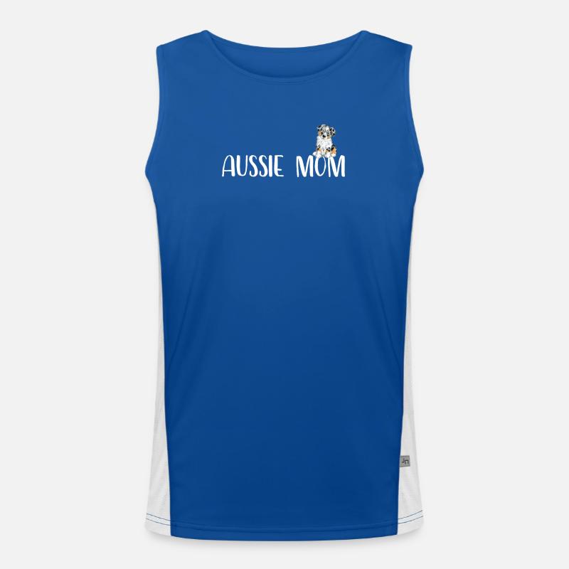 Funny Australian Shepherd Mama I Aussie Mom Men's Functional Contrast Tank Top 