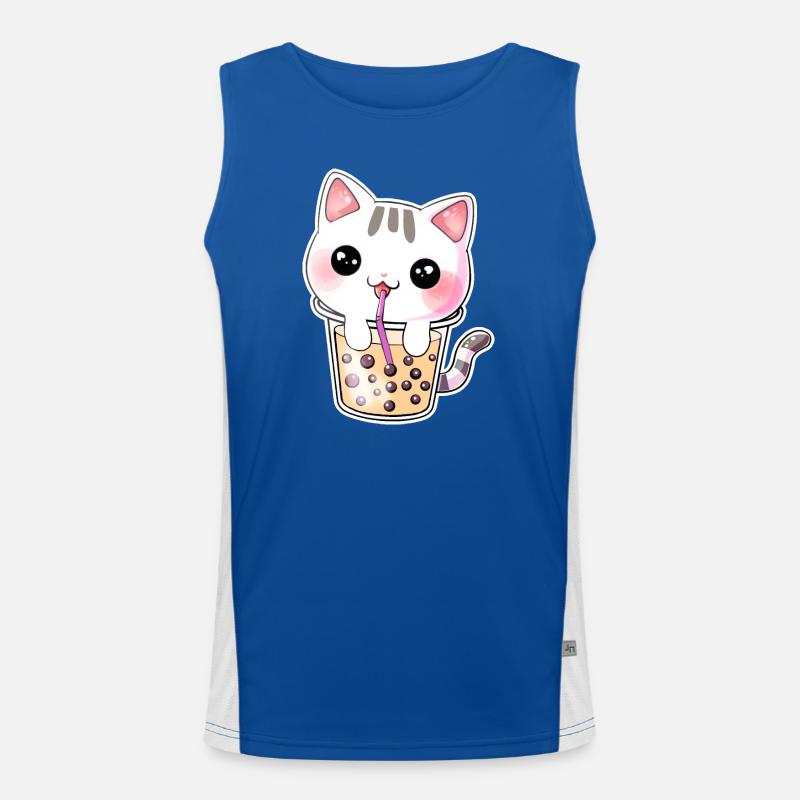 Kawaii Bubble Tea Chat Débardeur respirant contrasté Homme 