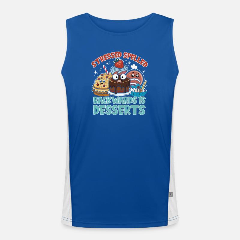 Stressed Spelled Backwards Desserts Men's Functional Contrast Tank Top 