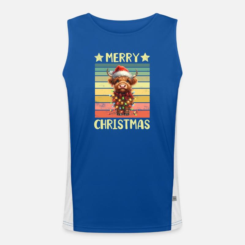Schottisches Hochlandrind Kuh Funktionelles Kontrast-Tank Top für Männer 