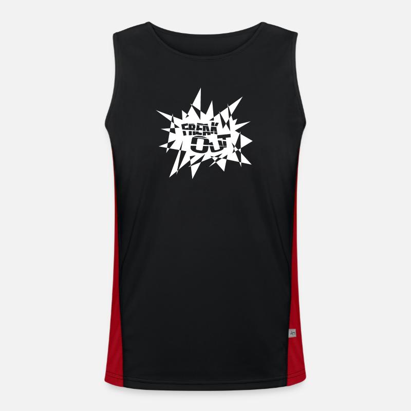 Angular Explosion Burst Text - Men's Functional Contrast Tank Top  - black/red