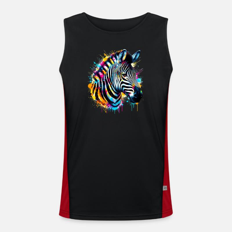 Zebra - Men's Functional Contrast Tank Top  - black/red