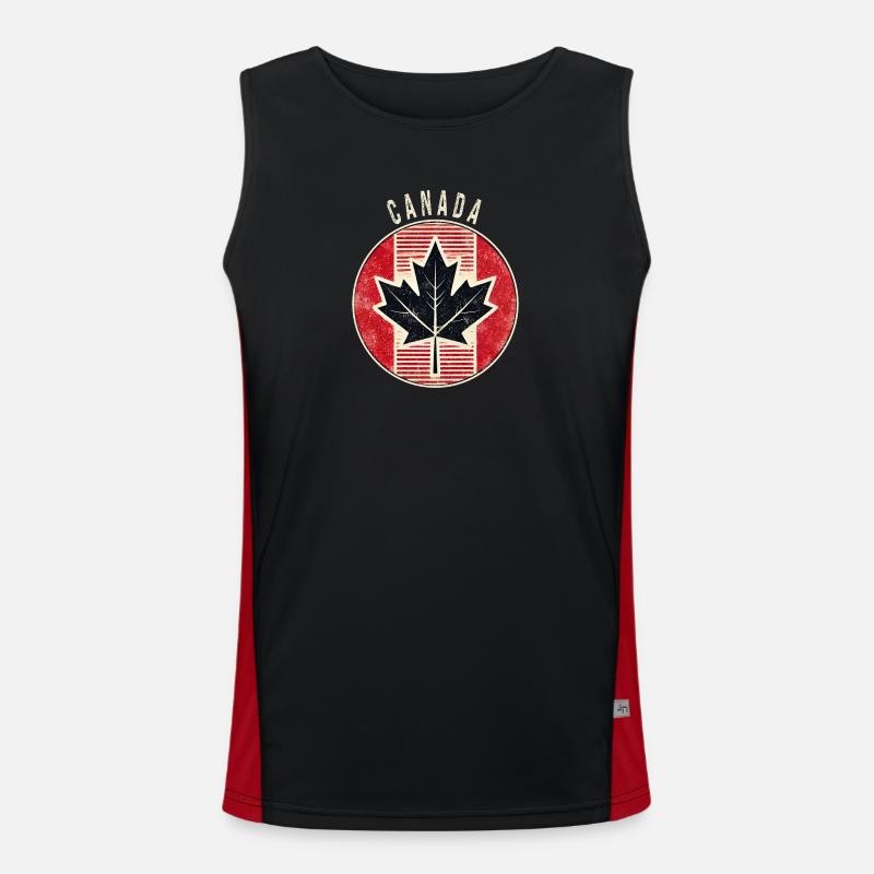 Canada maple leaf design - Men's Functional Contrast Tank Top  - black/red