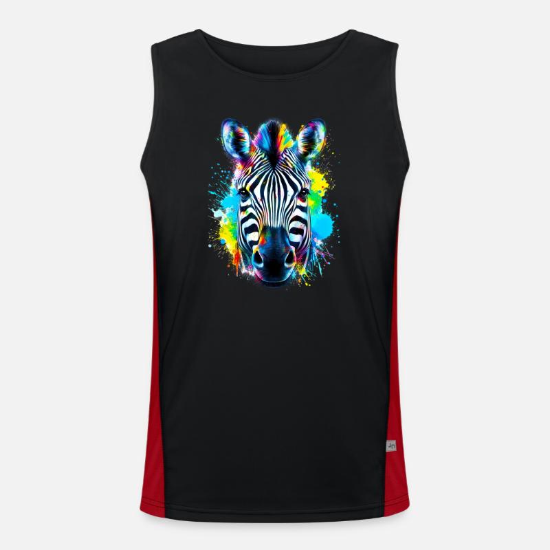 Zebra - Men's Functional Contrast Tank Top - black/red