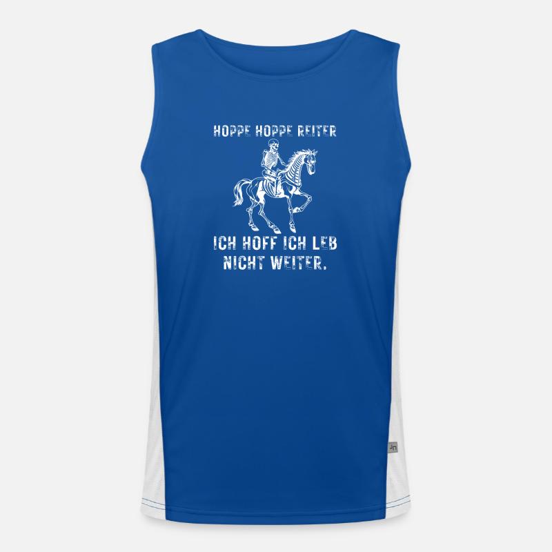 Hopp Reiter Motiv Spruch Funktionelles Kontrast-Tank Top für Männer 