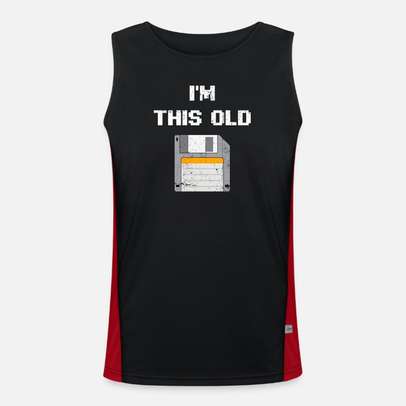 Retro Floppy Disk Era Tee - Men's Functional Contrast Tank Top  - black/red