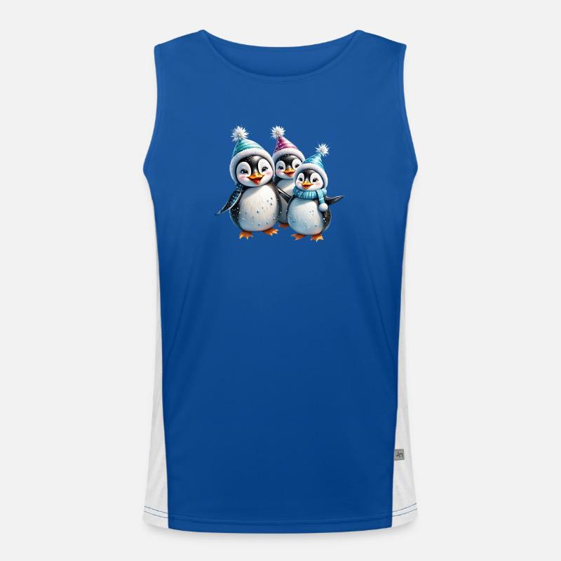 Three adorable penguins Men's Functional Contrast Tank Top 